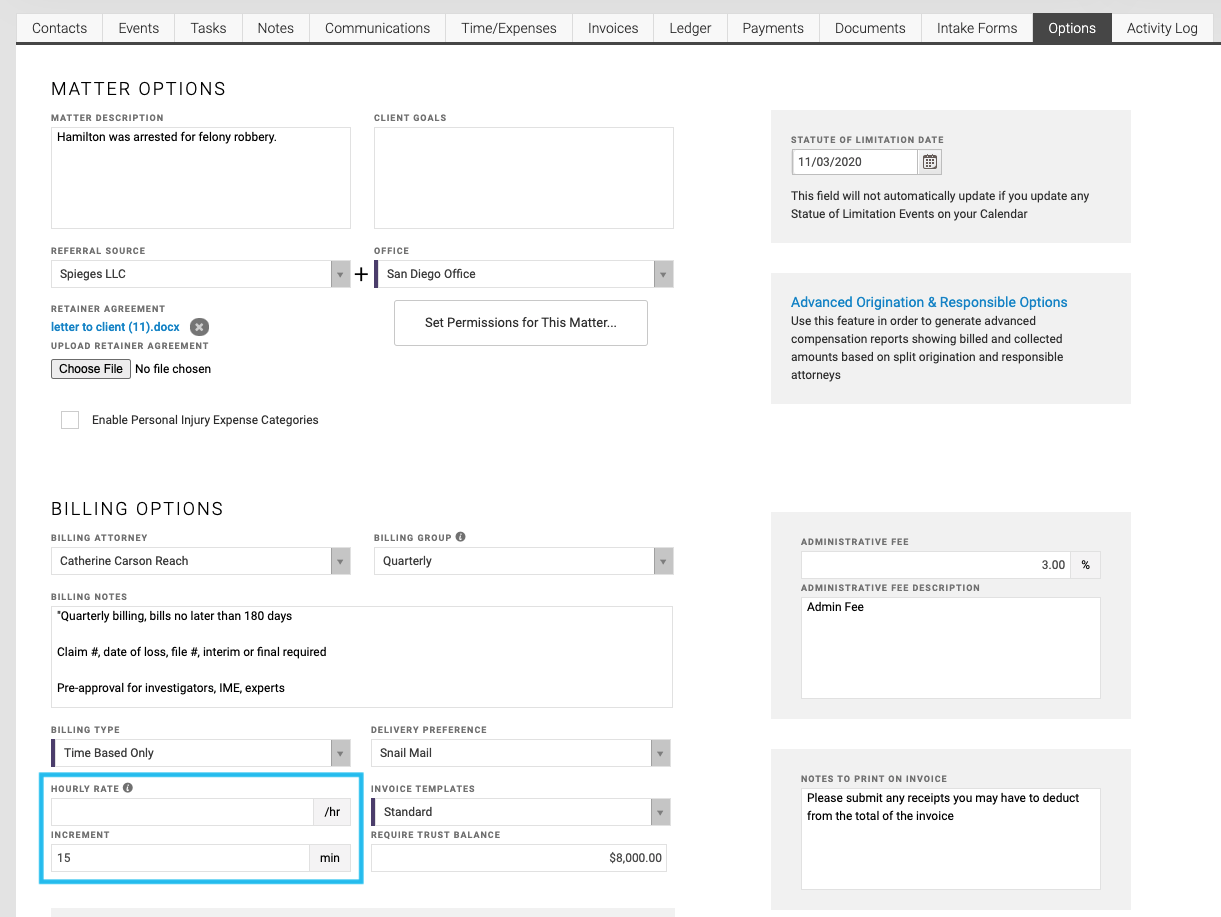 How Do I Set Up Increments for TimeBased Billing?